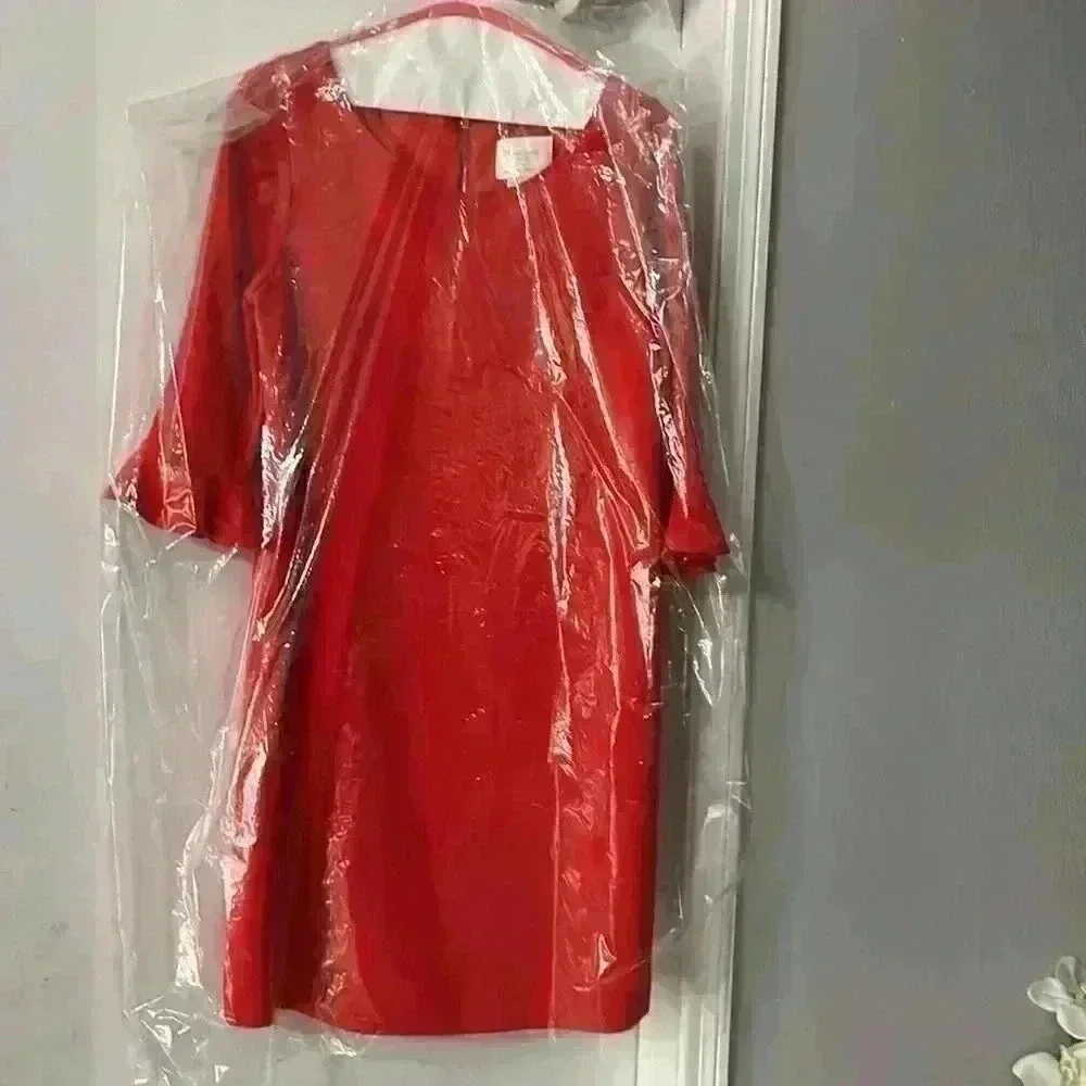 Kate Spade Luna red fluted sleeve wool shift dress
